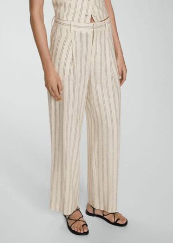 Striped Linen-Blend Trousers - Women