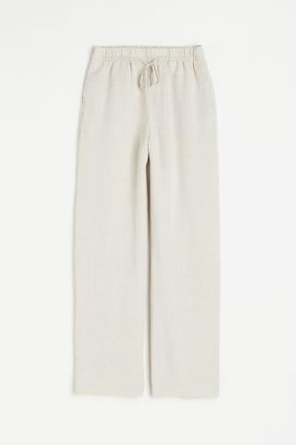 Linen-Blend Pull-On Trousers