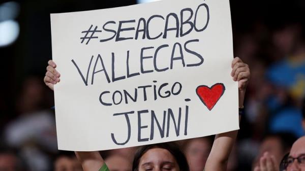 A fan in the stands at Rayo Vallecano v Atletico Madrid on 28 August