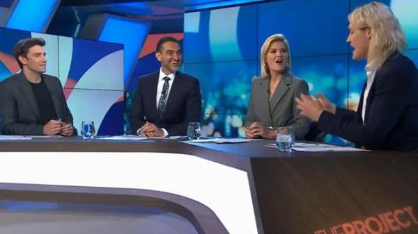 Collingwood's prermiership-winning captain Darcy Moore on The Project. Picture: The Project / Channel 10