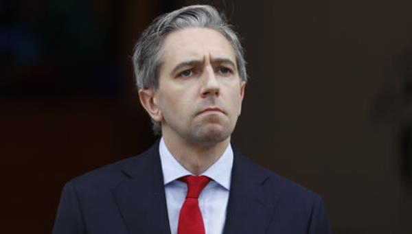 Taoiseach Simon Harris speaking during a press co<em></em>nference outside Government buildings on Wednesday, as Ireland recognised the state of Palestine. 