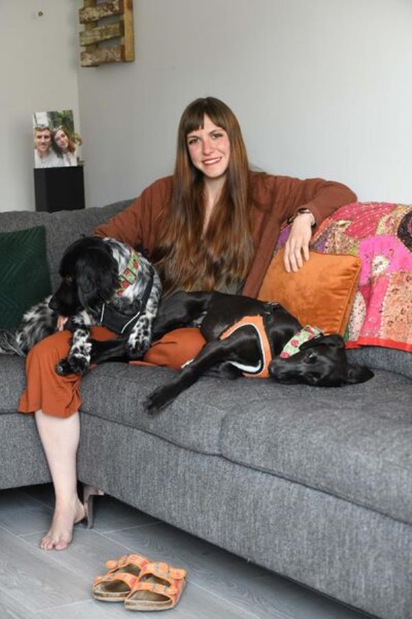 Lisa and Lee Brassil with their dog Bowie at home in Naas. Photograph Moya Nolan