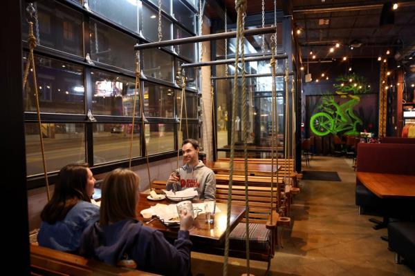 People relax at Ravinia Brewing, 2601 W. Diversey Ave. in Chicago, on Nov. 7, 2023.