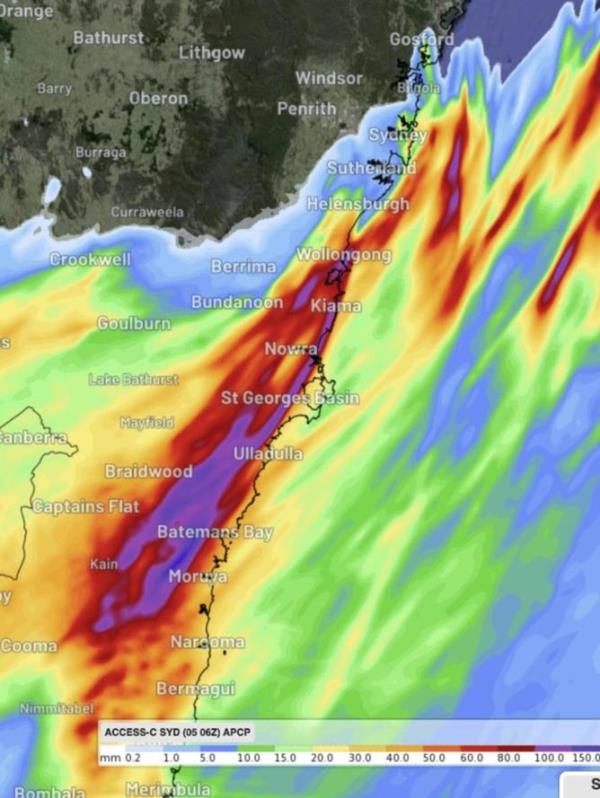 Parts of the east coast have been battered by wild storms and up to 220mm of rain. Picture: Supplied