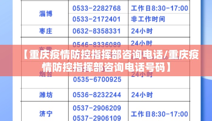 【重庆疫情防控指挥部咨询电话/重庆疫情防控指挥部咨询电话号码】