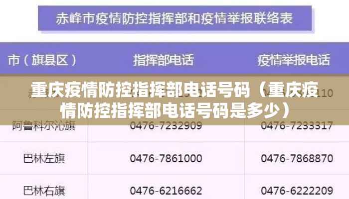 重庆疫情防控指挥部电话号码（重庆疫情防控指挥部电话号码是多少）