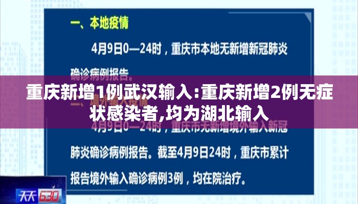 重庆新增1例武汉输入:重庆新增2例无症状感染者,均为湖北输入