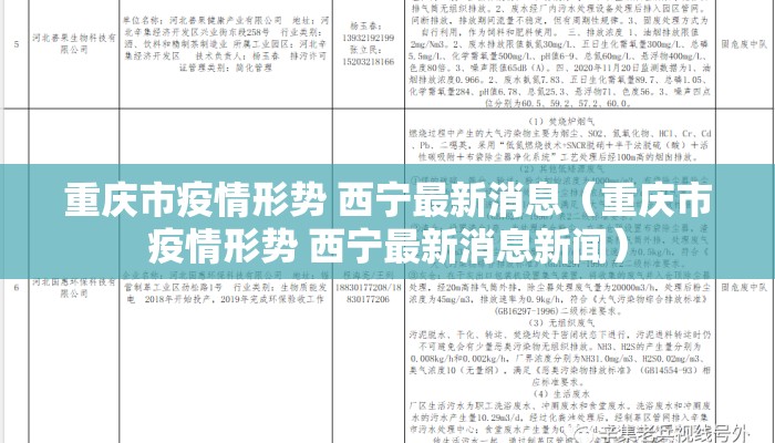 重庆市疫情形势 西宁最新消息（重庆市疫情形势 西宁最新消息新闻）