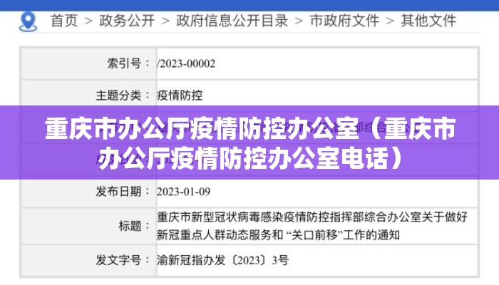 重庆市办公厅疫情防控办公室（重庆市办公厅疫情防控办公室电话）